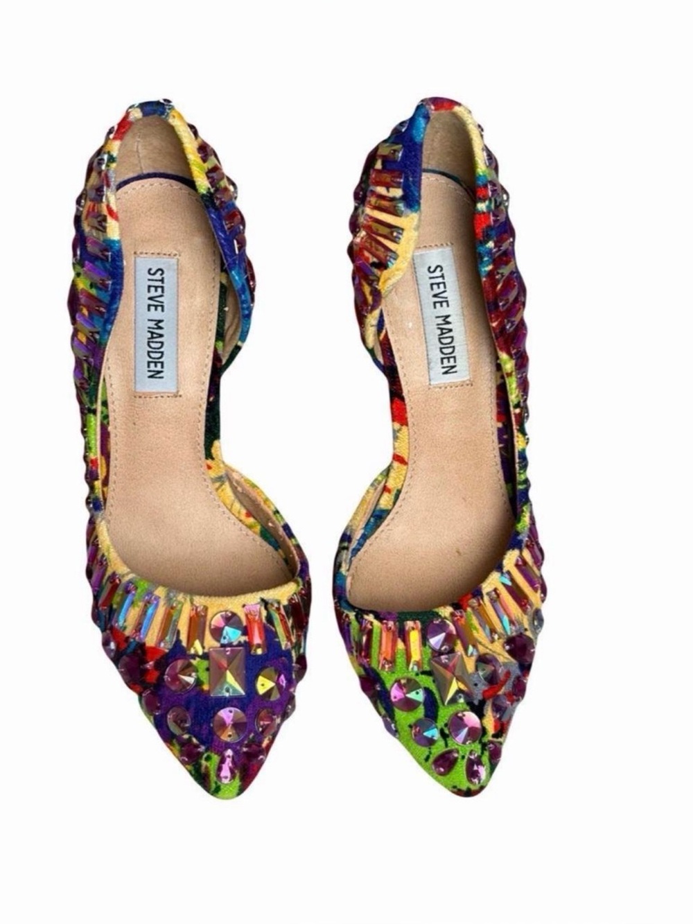 Steve Madden Purple Multicolor Jeweled Pointed Flats